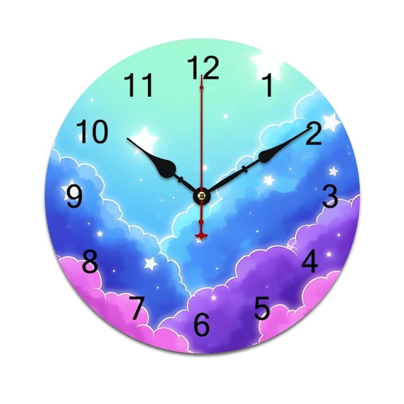Colorful Stars Clouds And Moon Time Decorative Wall Clocks Round Large Wall Watch Bedroom Home Decor 10 12 14 Inch