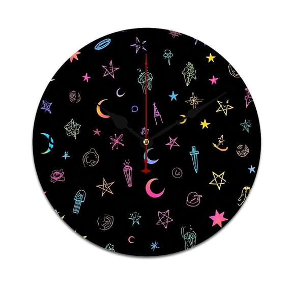 Colorful Stars Clouds And Moon Time Decorative Wall Clocks Round Large Wall Watch Bedroom Home Decor 10 12 14 Inch