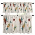 thumbnail image 1 of Colorful Stars Kitchen Curtains Valances and Tiers Set of 3 Vintage Red Orange Blue Star Shiny Diamonds Linen Texture Tier Curtains and Valance with Rod Pocket for Small Windows, 27.5"x36", 1 of 9