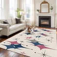 thumbnail image 1 of Colorful Stars Large Area Rugs 5x8 ft Vintage Navy Blue Pink Grey Star Shiny Diamonds Linen Texture Washable Rug Non Slip Indoor Carpet Absorbent Floor Mat for Living Room Bedroom Dining Room, 1 of 9