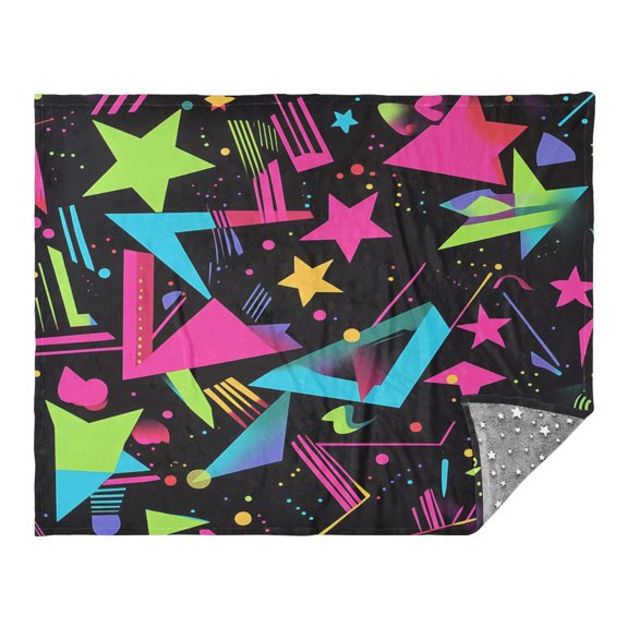 Colorful Stars Pattern Camping Blankets Bed Throws and Cozy Travel Blanket Fluorescence 70x55in Double Sided