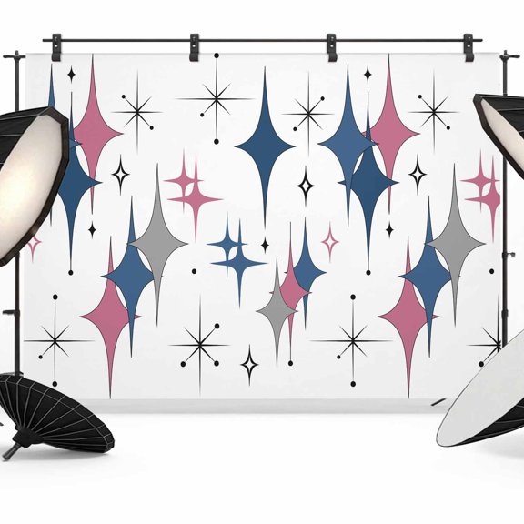 Colorful Stars Photography Backdrop 7x5FT, Vintage Navy Blue Pink Grey Star Shiny Diamonds Photo Backdrops, Background for Photography Studio Photo Studio Background, Back Drop for Photoshoot