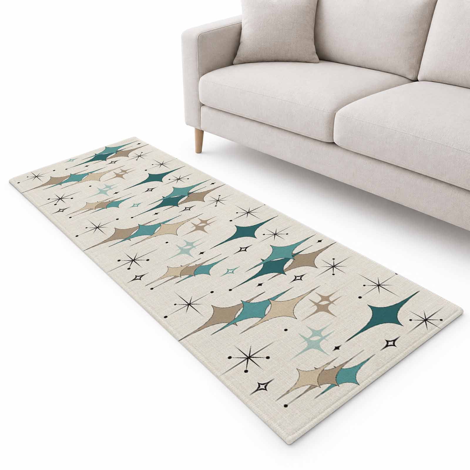Colorful Stars Runner Rug 2.6'x10', Vintage Green Khaki Brown Star ...