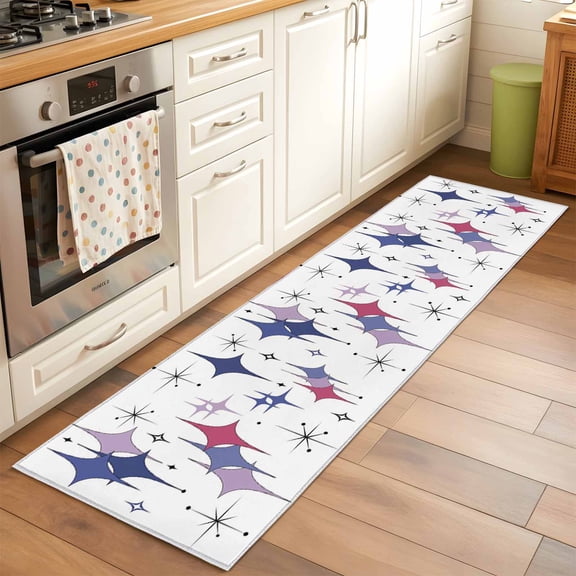 Colorful Stars Runner Rugs 2x6 ft Vintage Lavender Purple Pink Star Shiny Diamonds Washable Hallway Rugs Non-Slip Floor Mats Absorbent Carpet Bedside Runners for Bedroom Kitchen Bathroom Laundry Room