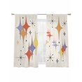 thumbnail image 1 of Colorful Stars Sheer Curtains 2 Panels Set Vintage Purple Orange Red Star Shiny Diamonds Linen Texture Sheer Window Curtains Light Filtering Rod Pocket Voile Drapes for Bedroom Living Room 52"X72", 1 of 8