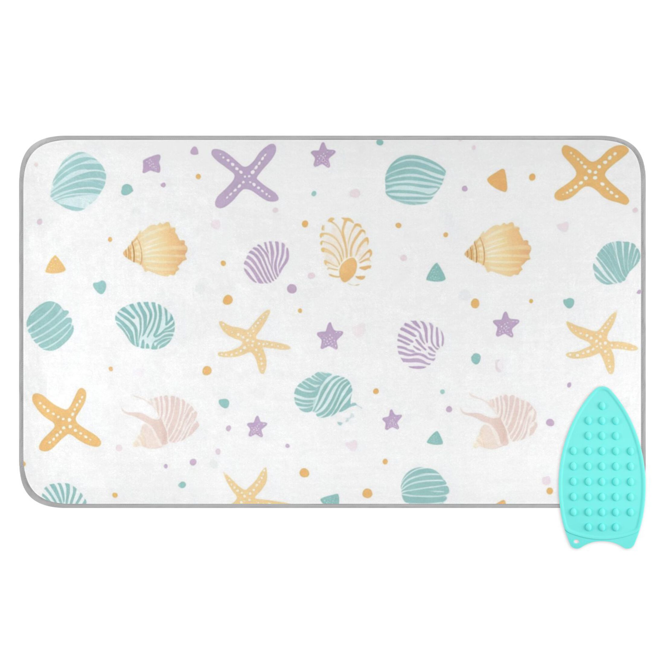 Colorful Stars Shells and Dots Ironing Mat Blanket Portable Travel Ironing Pad Heat Resistant Pad 47.2" x 27.6”