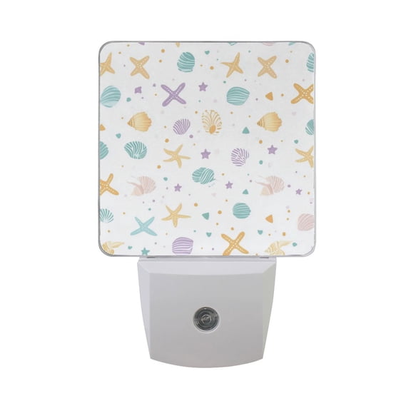 Colorful Stars Shells and Dots LED Night Light with Smart Sensor Plug Into Wall Dusk to Dawn 2 packs