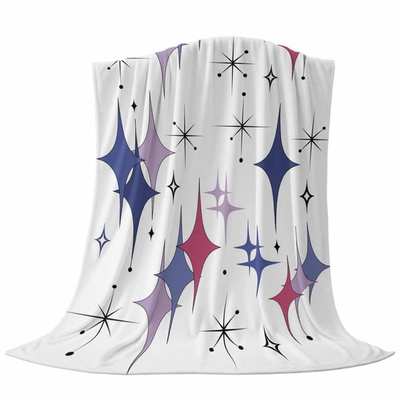 Colorful Stars Throw Flannel Blanket Vintage Lavender Purple Pink Star Shiny Diamonds Super Soft Cozy Bed Blanket, Lightweight Plush Fuzzy Bed Throw for Bedroom Sofa Couch Living Room 60x80In,