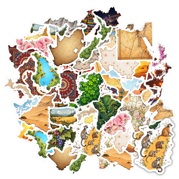 Colorful Stationery Stickers Travel DIY Stickers Geography Graffiti Decals for Luggage Suitcase Laptop