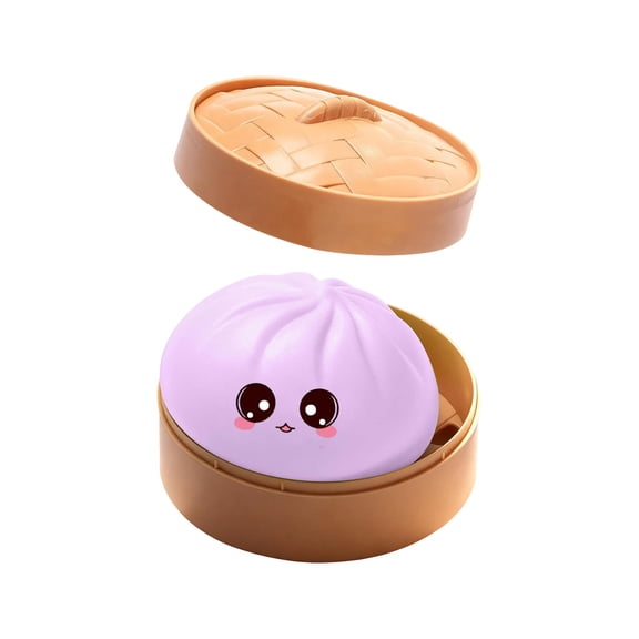 Colorful Steamed Bun Stress Relief Toy, Sensory Dough Ball with Food Steamer, Squeezable Dumpling Hand Toy, Fidget Relaxation Accessories, Novelty Gifts and Party Basket Stuffers