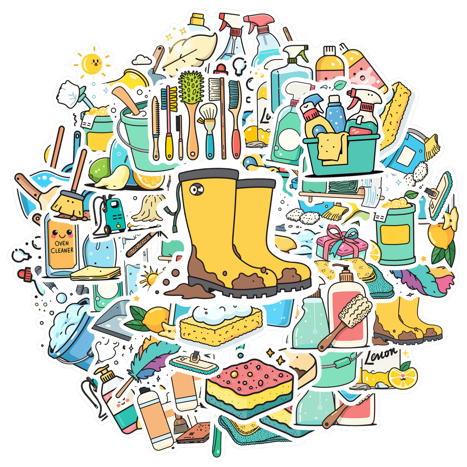 Colorful Stickers Stationery Household Stickers Cleaning Stickers Kit ...