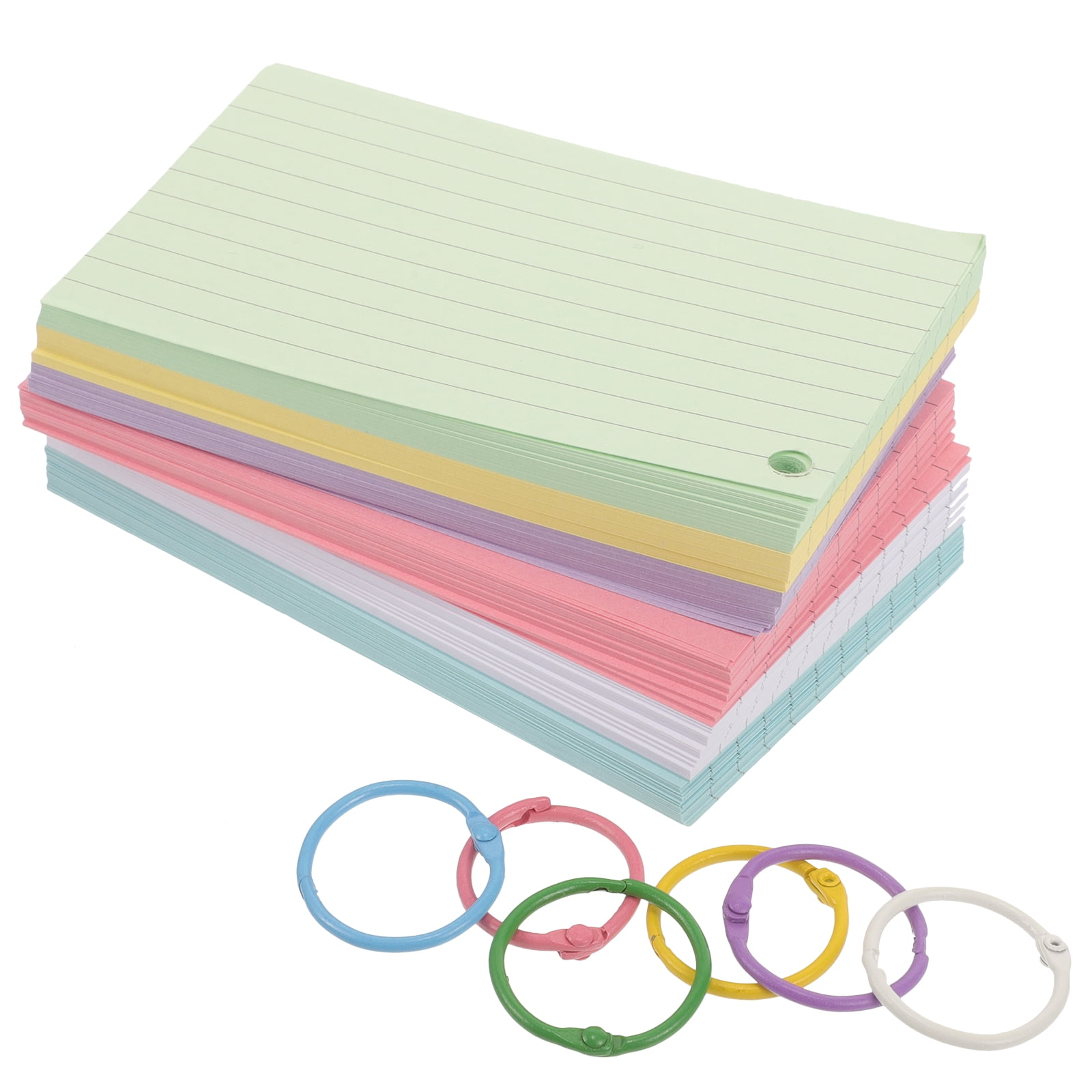 Colorful Sticky Notes Book Cases Index Cards with Holes Notecards for Studying Pre Hole Punched