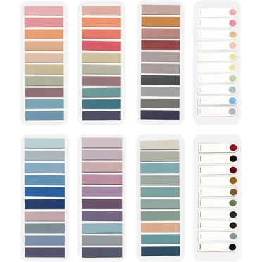 Colorful Sticky Tabs, 1600 Pcs, 10 Color Transparent Page Markers, Annotating Book Tabs (8 Sets)
