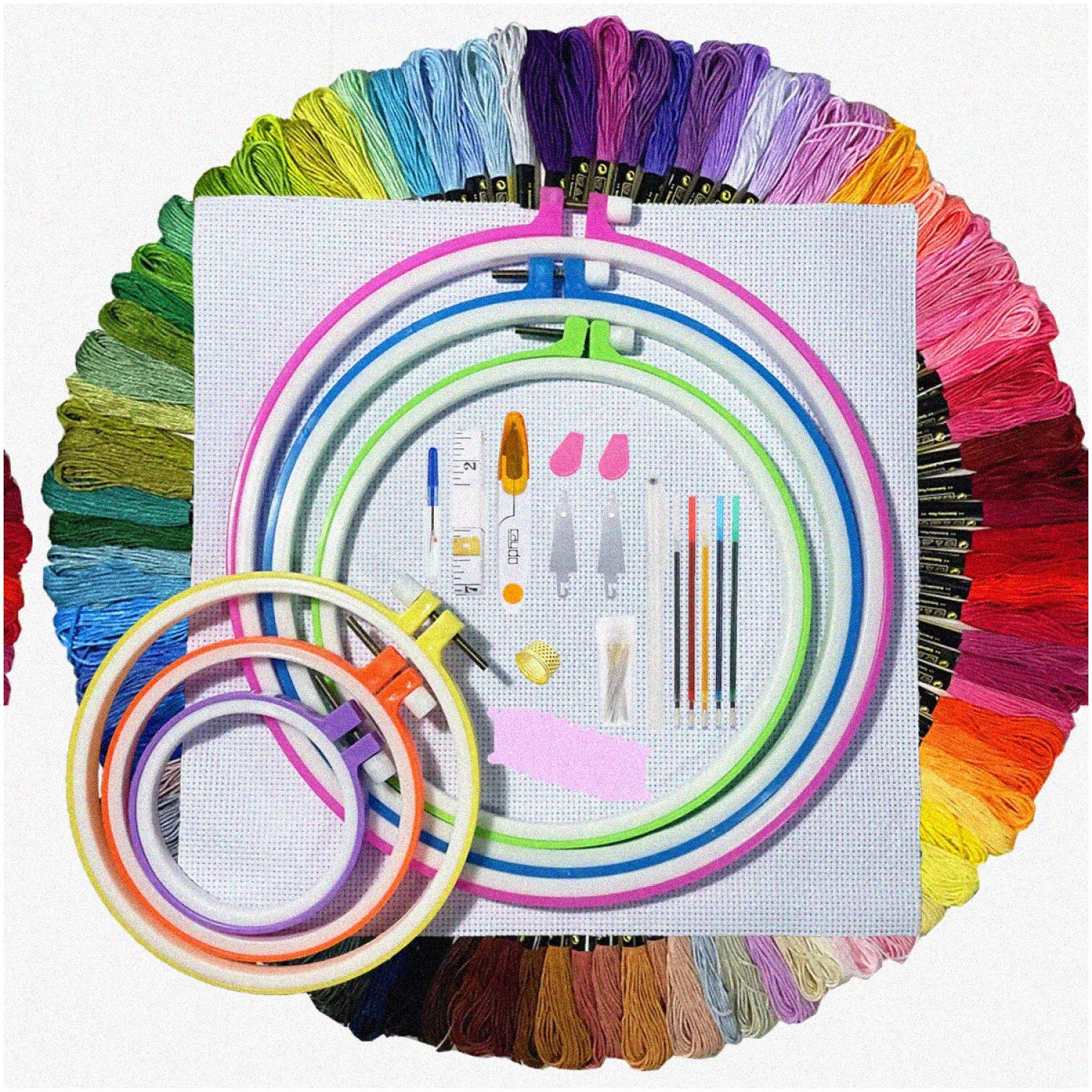 Colorful StitchCraft Complete Embroidery Kit 141 Pcs with 100