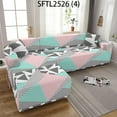 thumbnail image 1 of Colorful Stitching Sofa Bed Cover Triangle Pattern Abstract Sofa Furniture Elastic Cover for Sofa 4-seater Sofa Covers Armrest, 1 of 5