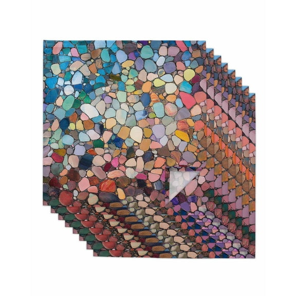 Colorful Stone Cloth Napkins Washable Set of 8, Rainbow Abstract Oil Painting Brushwork Reusable Dinner Table Napkins Cloth Bulk for Weddings Kitchen Restaurants Hotel Events Parties 20 x 20 Inch