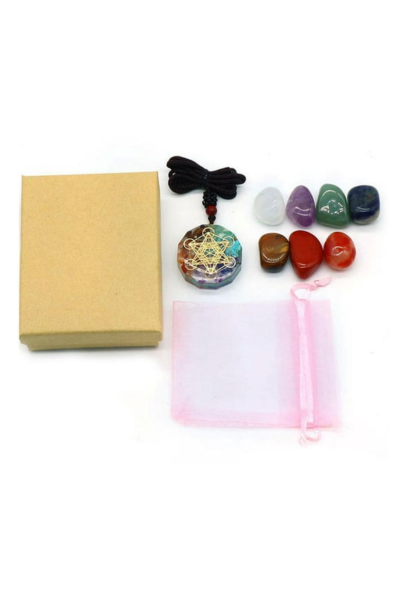 Colorful Stone Pendant Set Crystal Agate Gemstone Necklace For Jewelry Making