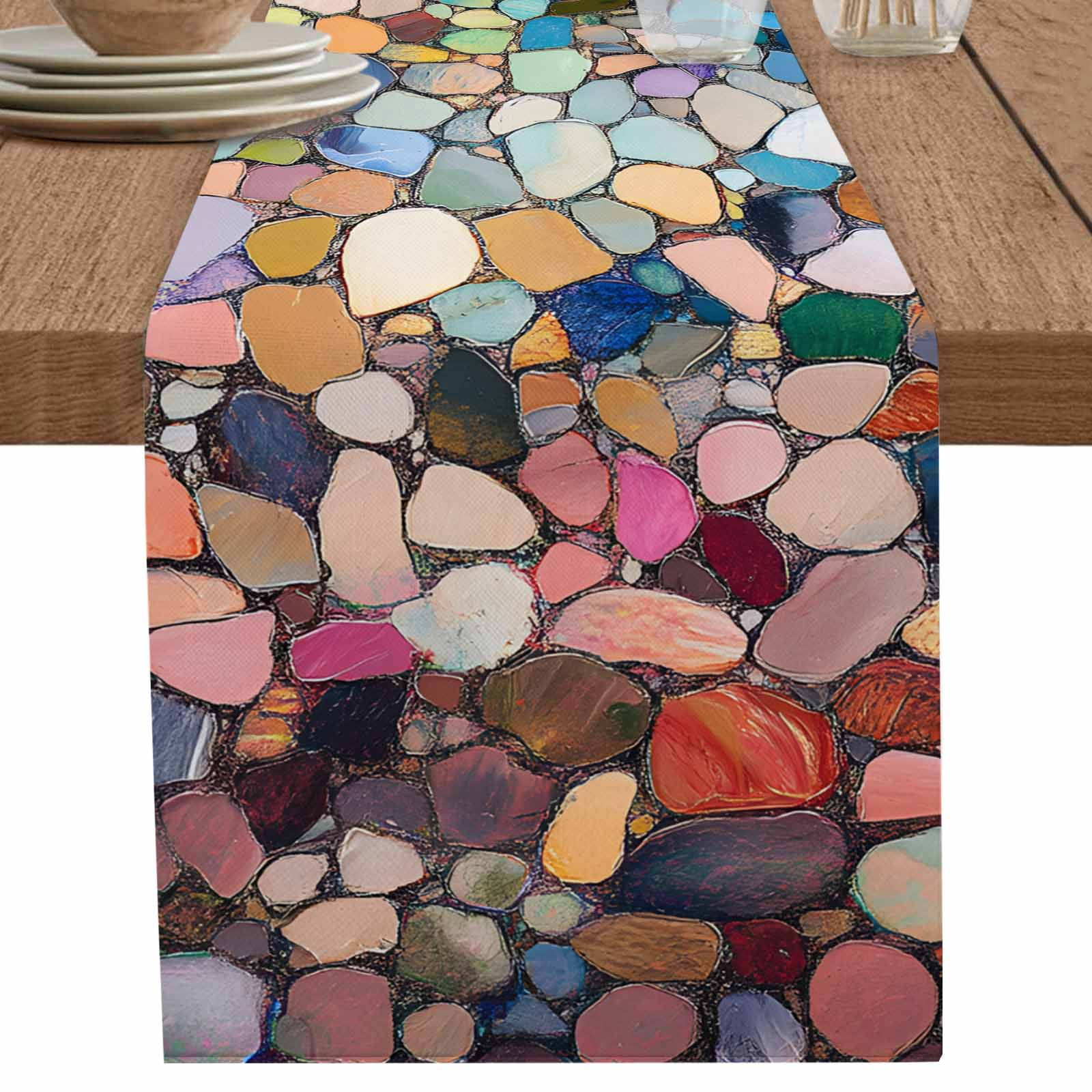Colorful Stone Table Runner 90 Inches Long for Dining Table Decor ...