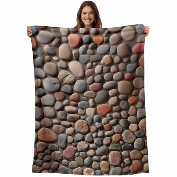 Colorful Stones Blanket Soft Cozy Warm Throw Blanket for Couch, Plush Fuzzy Flannel Fleece Blankets for Sofa, Modern Art Farmhouse Stones Bed Blankets Lightweight Gifts for Women, 30"x40"
