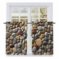 thumbnail image 1 of Colorful Stones Kitchen Curtain for Berdoom Living Room Cafe 45 Inch Length, Farmhouse Stones Modern Art Tiers Curtains Light Filtering Drapes Rod Pocket Window Treatment 2 Panels 52"Wx45"L, 1 of 8