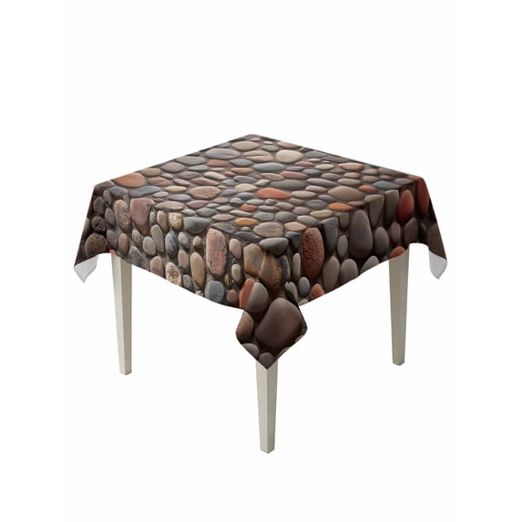 Colorful Stones Suqare Tablecloth - 54 x 54 Inch, Modern Art Farmhouse Stones Waterproof & StainResistant Tablecloth, Washable Oil-proof Table Cover for Dining/Party/Wedding/Camping/Buffet