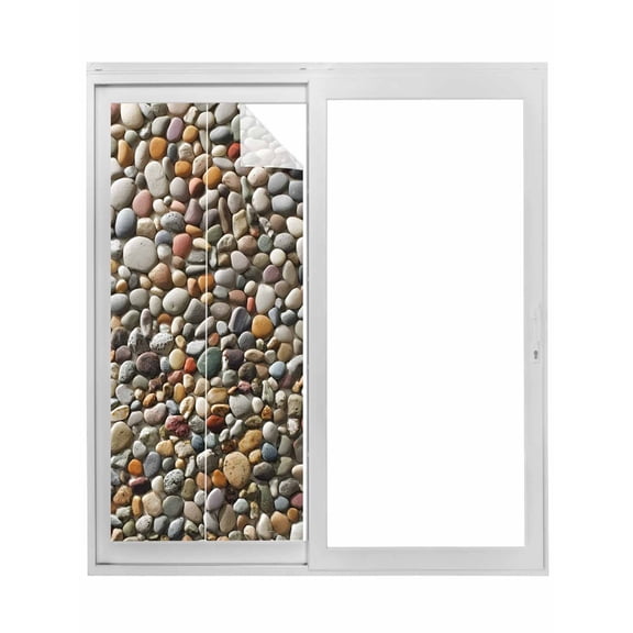 Colorful Stones Window Privacy Film, Farmhouse Stones Modern Art Static Cling UV Sun Blocking Tint Film Heat Control Windows Films for Bedroom Bathroom, Window Stickers 17.7"x39.3"
