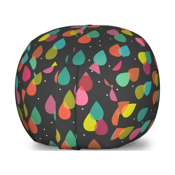 Colorful Storage Toy Bag Chair, Abstract Pattern with Raindrops in Lively Colors Contemporary Graphic Art Design, Stuffed Animal Organizer Washable Bag, Small Size, Multicolor, by Ambesonne