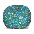 thumbnail image 1 of Colorful Storage Toy Bag Chair, Continuous Candies Pattern Snacks Celebration Illustration, Stuffed Animal Organizer Washable Bag, Small Size, Sea Blue and Multicolor, by Ambesonne, 1 of 3