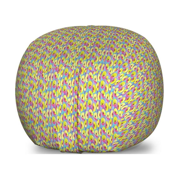 Colorful Storage Toy Bag Chair, Graphic Designed Ornamental Abstract Toned Cheery Numerous Poppy Flowers Pattern, Stuffed Animal Organizer Washable Bag, Small Size, Multicolor, by Ambesonne