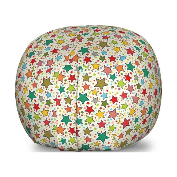 Colorful Storage Toy Bag Chair, Illustration Large and Little Various Stars Motif on Plain Background, Stuffed Animal Organizer Washable Bag, Small Size, Multicolor, by Ambesonne