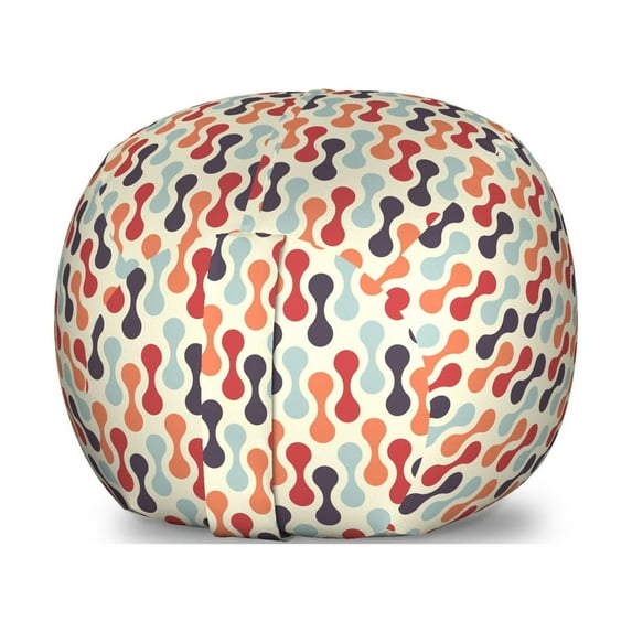 Colorful Storage Toy Bag Chair, Vertical Conceptual Melted Like Forms Rounded Circular Design Hispter Vintage, Stuffed Animal Organizer Washable Bag, Small Size, Multicolor, by Ambesonne