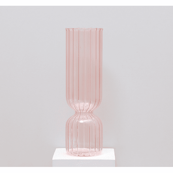 Colorful Straight Tube Striped Glass Vase - Modern Home Decor Art