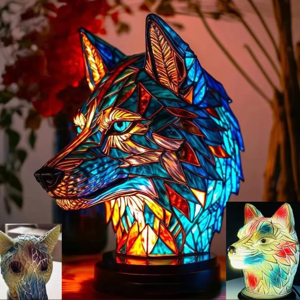 Colorful Strange Animal Series Night Light, Retro Stained Resin Tabletop Lamps for Desktop Decoration and Christmas Gifts