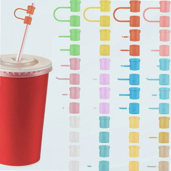 Colorful Straw Stoppers - 24 Pieces, Reusable Silicone Straw Caps for Decorating Straws, 9mm Home Kitchen Accessories