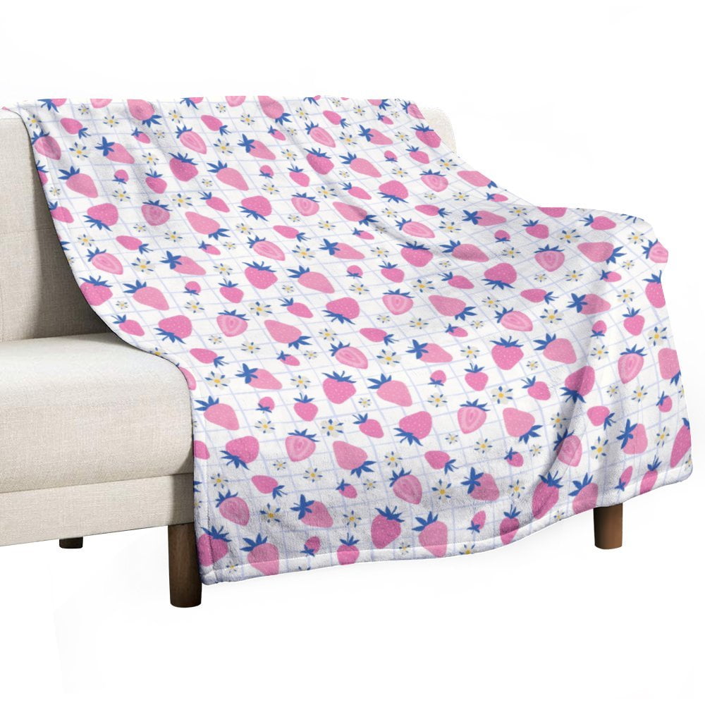 Colorful Strawberries Blanket, Gift Throw Blanket for Sofa Couch Chair