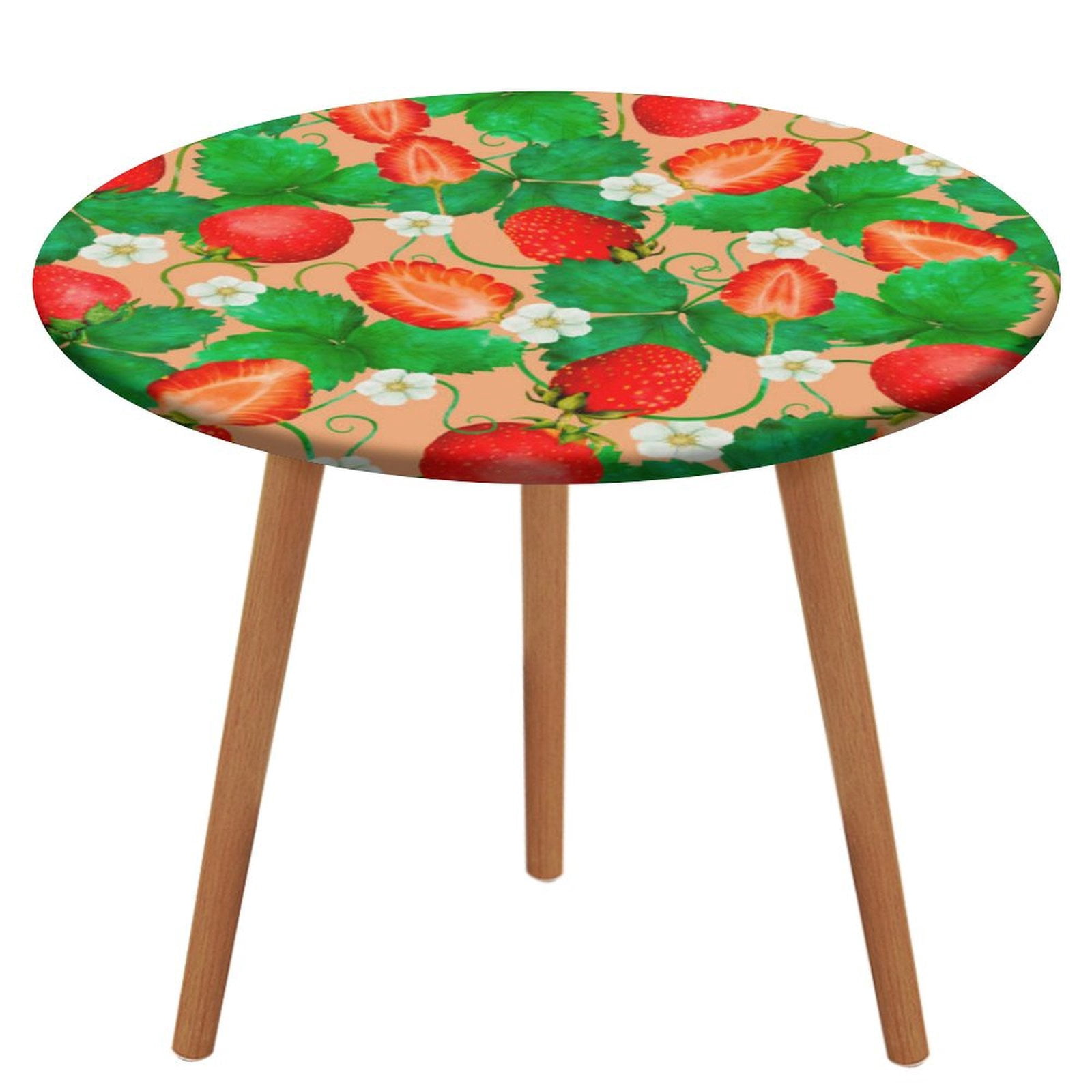 Colorful Strawberries Pattern Round Tablecloth Waterproof Elastic Table ...