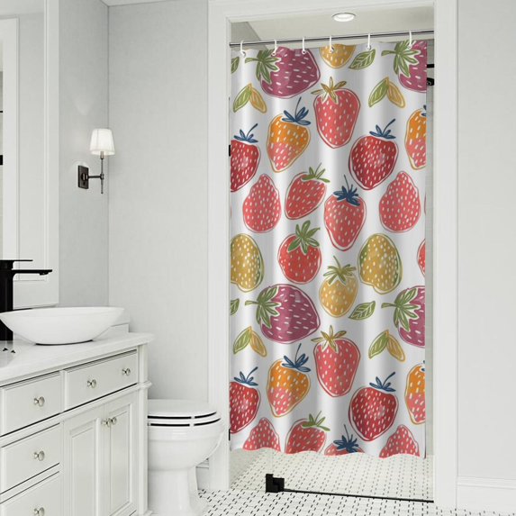 Colorful Strawberry Plants Fruit Leaf Shower Curtain 36"x72" ,Bathroom Decorative Shower Curtains Set with 12 Hooks,Modern Waterproof Washable Shower Curtain