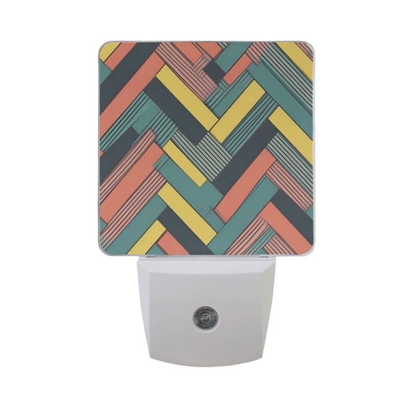 Colorful Strip Night Light 2 Pack LED Nightlight Plug into Wall Dusk to Dawn Sensor Soft White