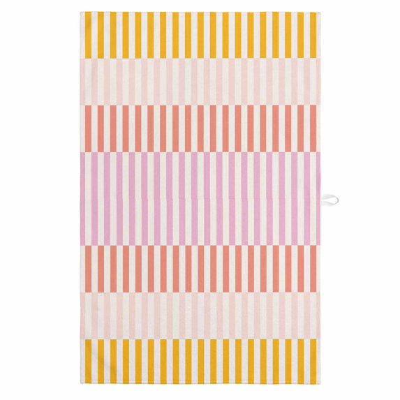 Colorful Stripe 1 Pack Kitchen Towel, Water Absorbent Dish Towel, Modern Pink Red Yellow Vertical Striped Decorative Hand Towels - Quick Drying Cloth for Cooking Baking, 18x28 Inch
