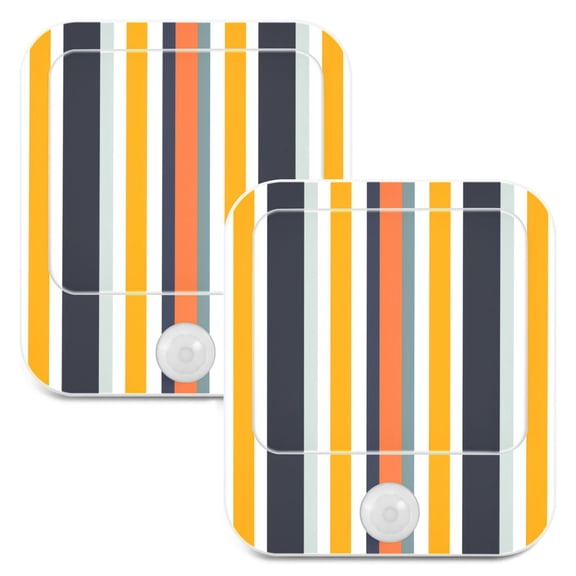 Colorful Stripe 2 Pack LED Motion Sensor Night Light Plug into Wall Auto Dusk to Dawn Adjustable Brightness for Kids Bedroom Hallway Nursery Room