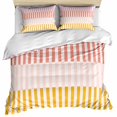 thumbnail image 1 of Colorful Stripe Bedding 3 Piece Duvet Cover Set Full Size, Modern Pink Red Yellow Vertical Striped Soft Microfiber Comforter Cover with Zipper Closure & Pillowcases, FadeResistant Quilt Cover, 1 of 9