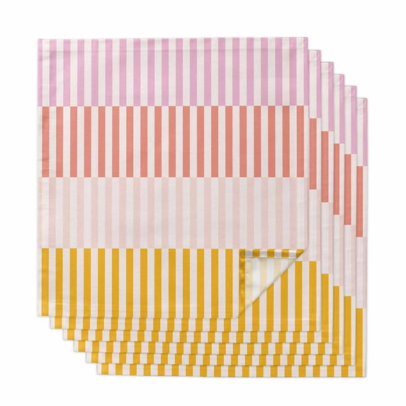 Colorful Stripe Cloth Napkins, Modern Pink Red Yellow Vertical Striped Washable and Reusable Dinner Napkins Set of 6, Table Napkin for Kitchen Party Birthday Wedding Hotel Housewarming 20"x20"