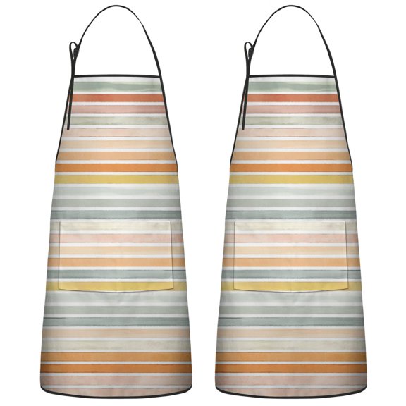 Colorful Stripe Couple Aprons with Pocket Chemical Work Apron Waterproof Bib Aprons for Brother Boyfriend Husband Cooking Aprons for Kitchen Cool BBQ Grilling (Set Of 2)