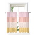 thumbnail image 1 of Colorful Stripe Curtains 45 Inch Length,Sheer Curtains for Bedroom Living Room Window Modern Pink Red Yellow Vertical Striped Rod Pocket Drapes Kitchen Curtains Small Half Window 42"x45" 2 Panels, 1 of 6