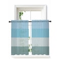 thumbnail image 1 of Colorful Stripe Curtains 45 Inch Length,Sheer Curtains for Bedroom Living Room Window Modern Teal Blue Green Vertical Striped Rod Pocket Drapes Kitchen Curtains Small Half Window 42"x45" 2 Panels, 1 of 6