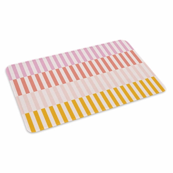 Colorful Stripe Doormat Outdoor Entrance 18"x30", Modern Pink Red Yellow Vertical Striped Absorb Moisture Dirt Door Mats, Non-Slip Rubber Backing Floor Mats Indoor, Low-Profile Front Door Rugs