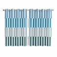 thumbnail image 1 of Colorful Stripe Kitchen Curtains 63 Inch Length, Modern Teal Blue Green Vertical Striped Grommet Top Bedroom Living Room Curtains, Light Filtering Cafe Curtain Drapes 2 Panels Set 104''x63'', 1 of 9