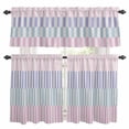 thumbnail image 1 of Colorful Stripe Kitchen Curtains Sets for Windows 36 Inch Length, Modern Pink Purple Blue Vertical Striped Rod Pocket Window Treatments Tier Curtains and Valances Set for Bedroom/Bathroom, 1 of 8