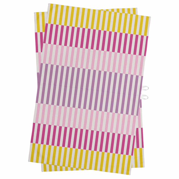Colorful Stripe Kitchen Towels Set of 2, Water Absorbent Dish Towel, Modern Pink Purple Yellow Vertical Striped Decorative Hand Towels - Quick Drying Cloth for Cooking Baking, 18x28 Inch