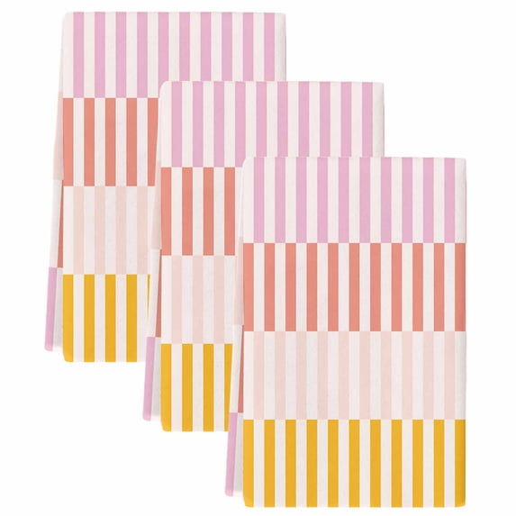 Colorful Stripe Kitchen Towels Set of 3, Modern Pink Red Yellow Vertical Striped Soft Microfiber Dish Towels, Absorbent Quick-Dry Washable Dishcloths for Kitchen Cleaning, Drying Dishes, 18x28 Inches